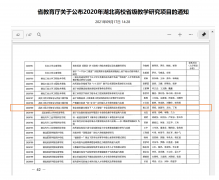 我院获批2020年湖北省省级教学研究项目1项